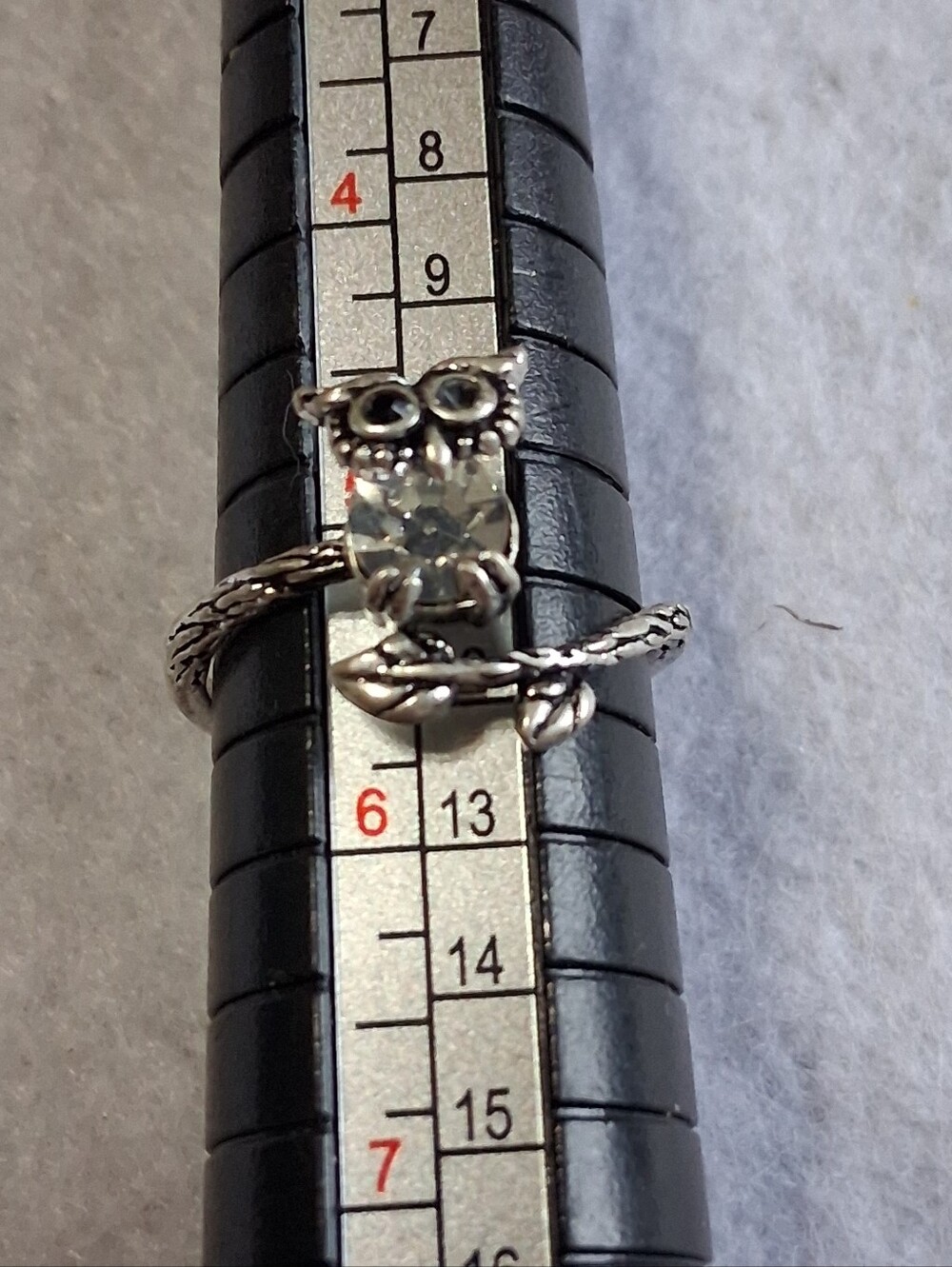 Silver Owl Wrap Ring with Clear Stone